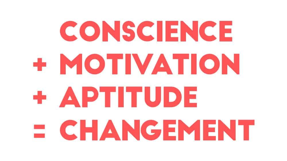 obstacles au changement : Conscience + Motivation + Aptitude = Changement