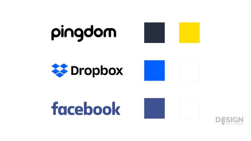 couleur en lean design : Pingdom, Dropbox et Facebook
