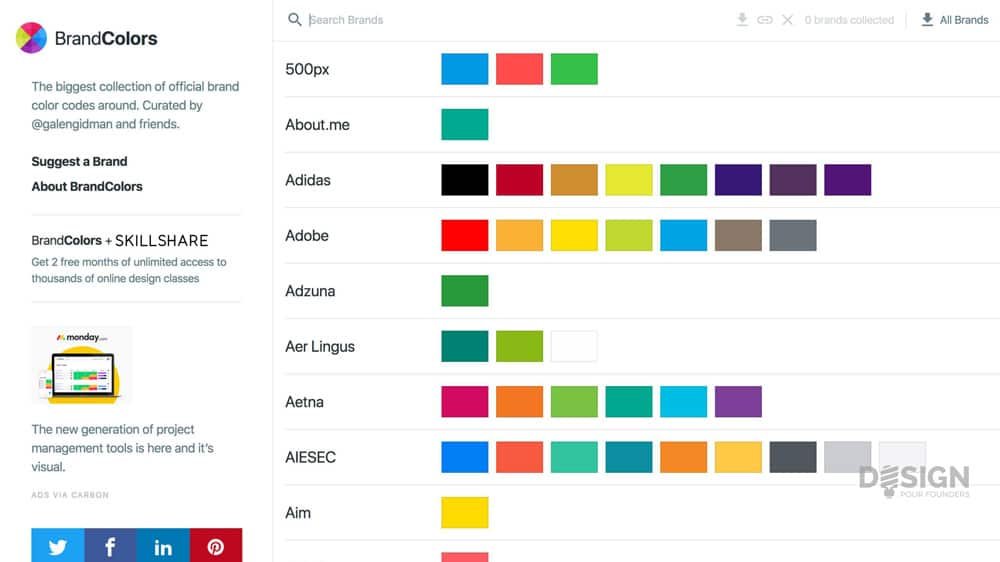 Outils ressources design : brand colors