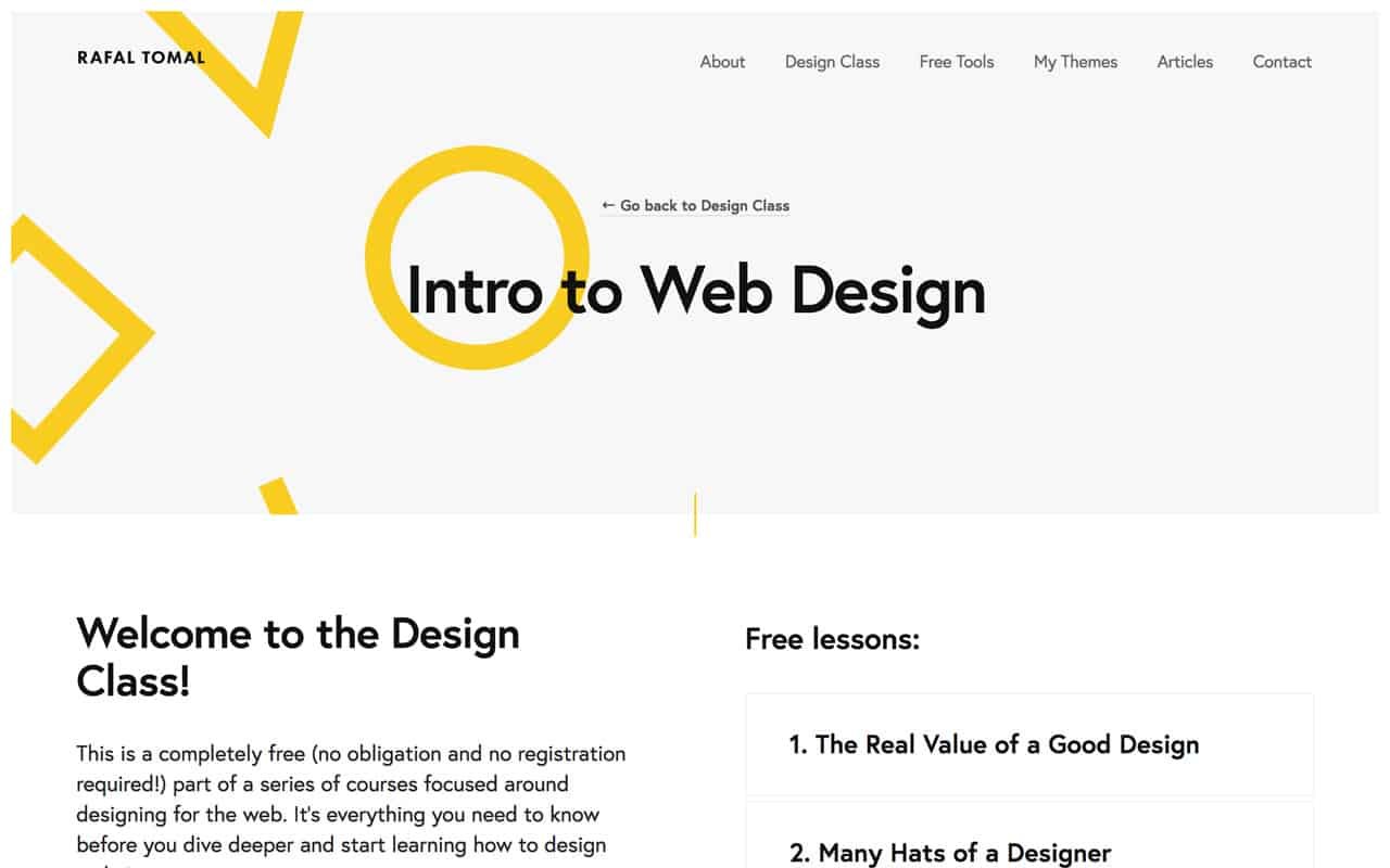 Introduction to Design Web : page d'accueil