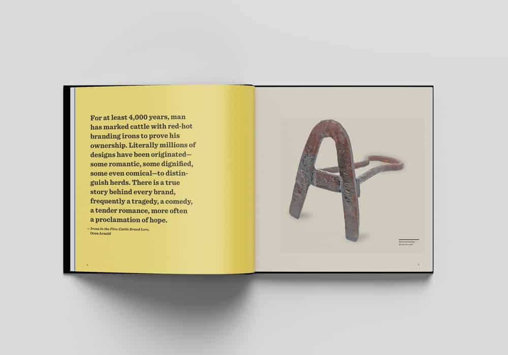 page du livre avec l'illustration d'un fer à marquer