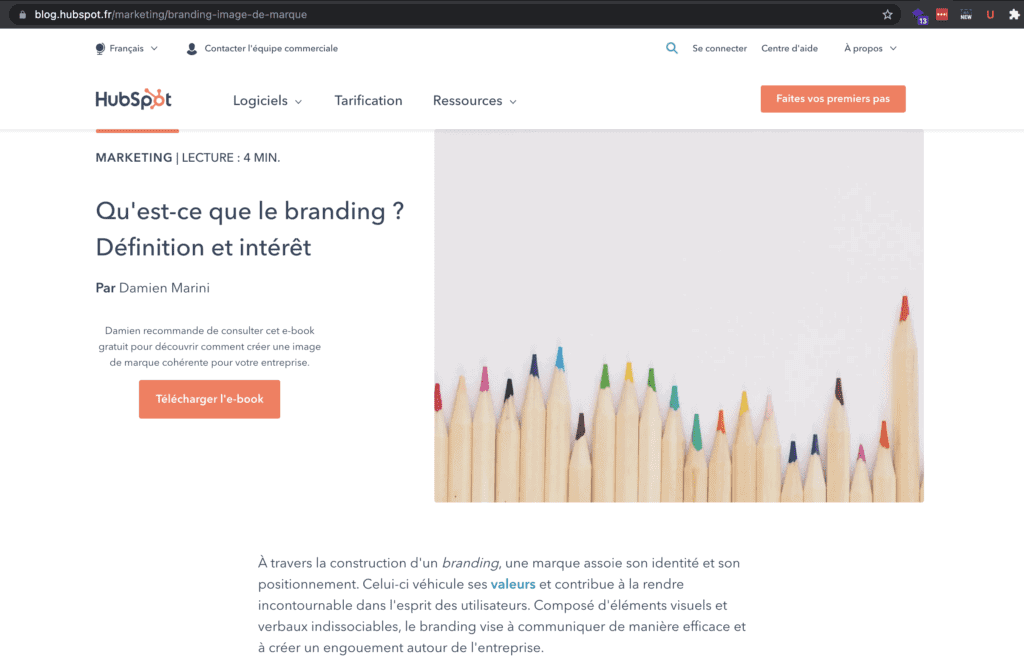 branding ou image de marque, article de HubSpot France
